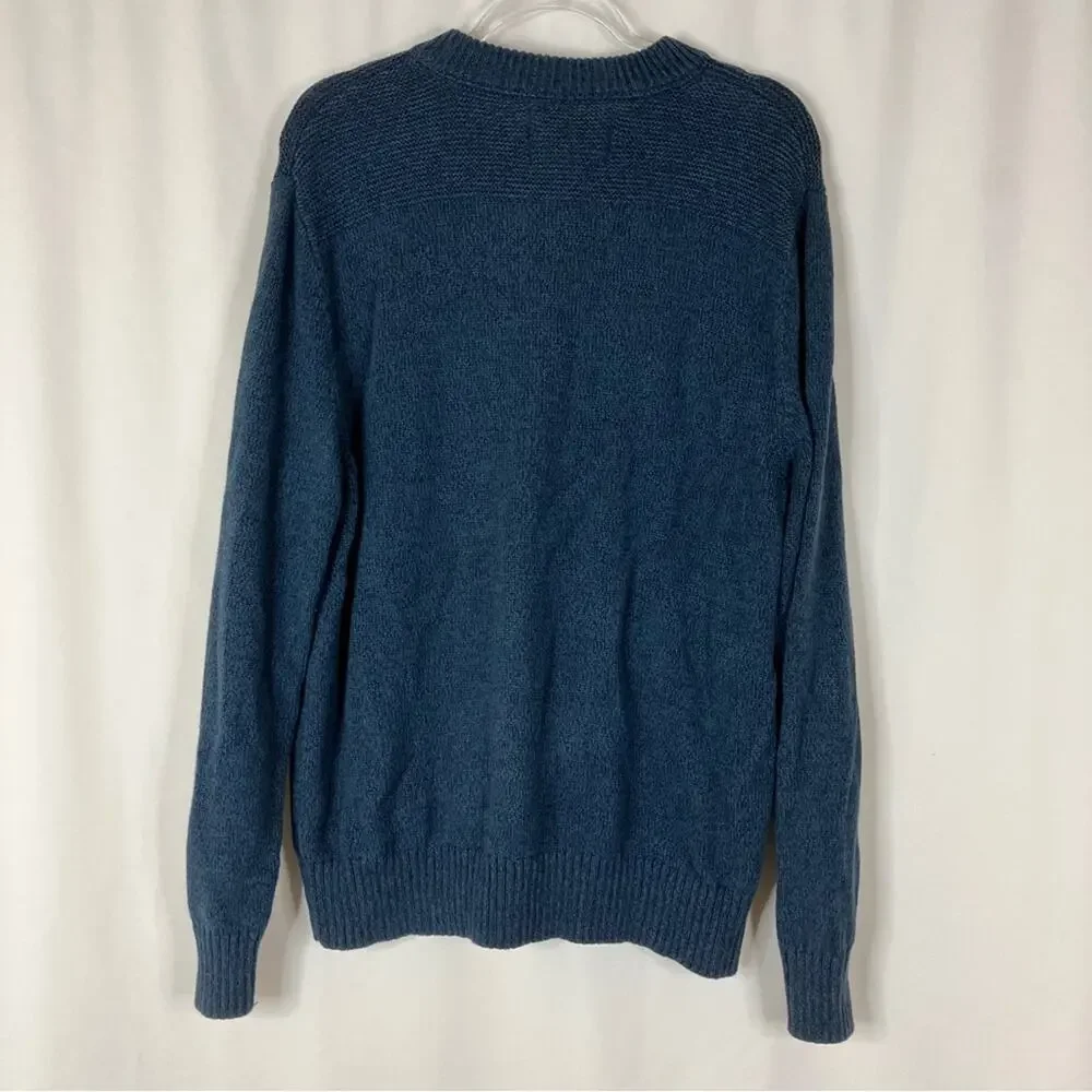 Eddie Bauer Navy Blue 100% Cotton Henley Sweater Pullover Mens XL